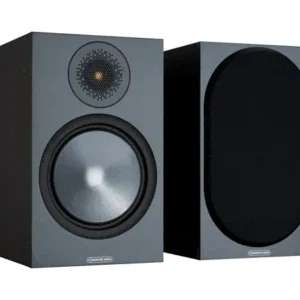 זוג רמקולי מדף Monitor Audio Bronze 100, בצבע שחור, עם גריל ובלעדיו
