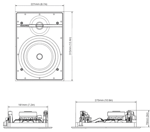 מידות Bowers & Wilkins CWM362