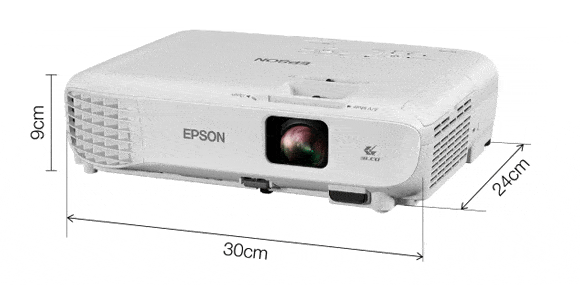 מקרן XGA Epson EB-X05, שרטוט מידות