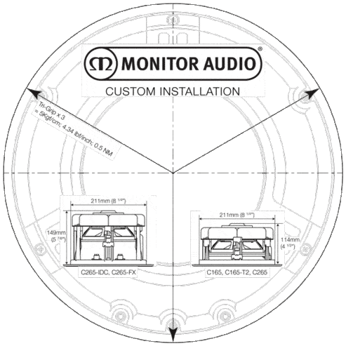תבנית חיתוך ומידות Monitor Audio C165