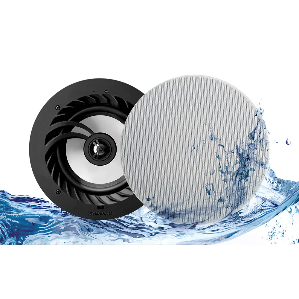 רמקול שקוע מוגבר מוגן מים Lithe Audio Bluetooth 5, זוג רמקולים, עם גריל ובלעדיו