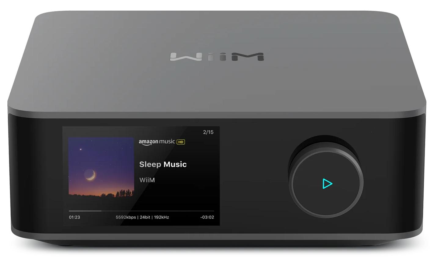 מגבר סטרימינג WiiM Amp Ultra, מבט מלפנים עם המסך