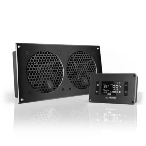 מאוורר כפול לארון AV ובקר טמפרטורה AC Infinity AIRPLATE T7, מבט קדמי