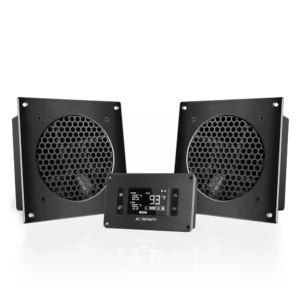 זוג מאווררים לארון AV ובקר טמפרטורה AC Infinity AIRPLATE T8, מבט קדמי