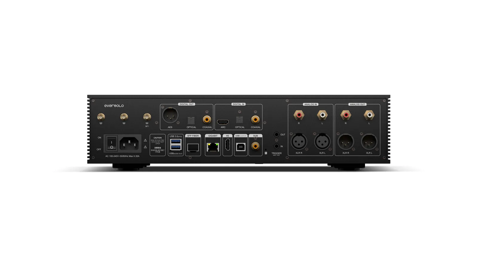 נגן סטרימינג וקדם מגבר Eversolo DMP-A8 Gen 2, פאנל אחורי