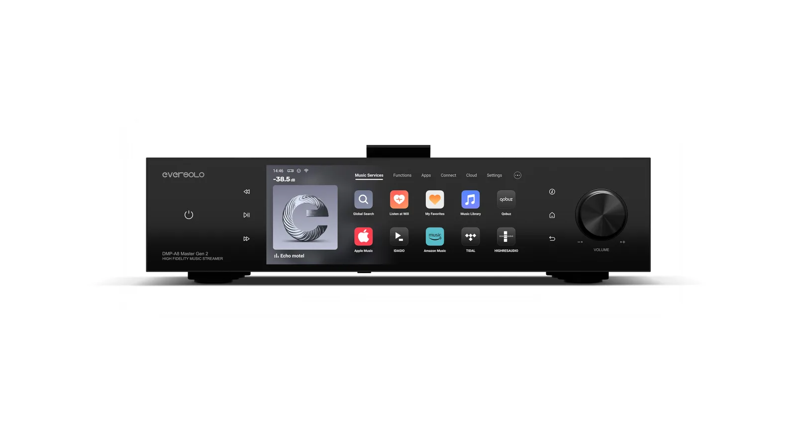 נגן סטרימינג וקדם מגבר עם CD Eversolo DMP-A8 Master Gen 2, מבט מלפנים