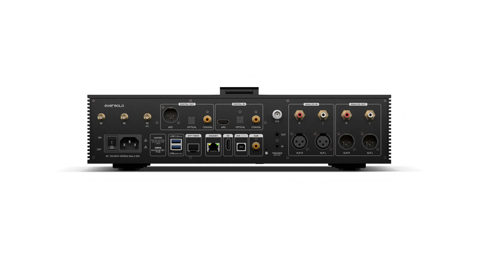 נגן סטרימינג וקדם מגבר עם CD Eversolo DMP-A8 Master Gen 2, פאנל אחורי