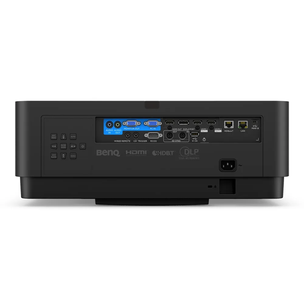מקרן לייזר WUXGA זריקה קצרה 5,200 לומן BenQ LU960ST2, מבט מאחור (לוח חיבורים)