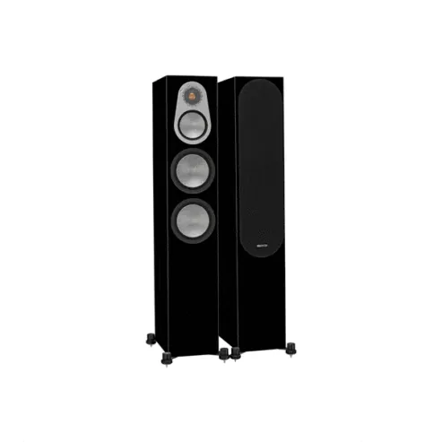רמקולים רצפתיים Monitor Audio Silver, זוג בצבע שחור מבריק