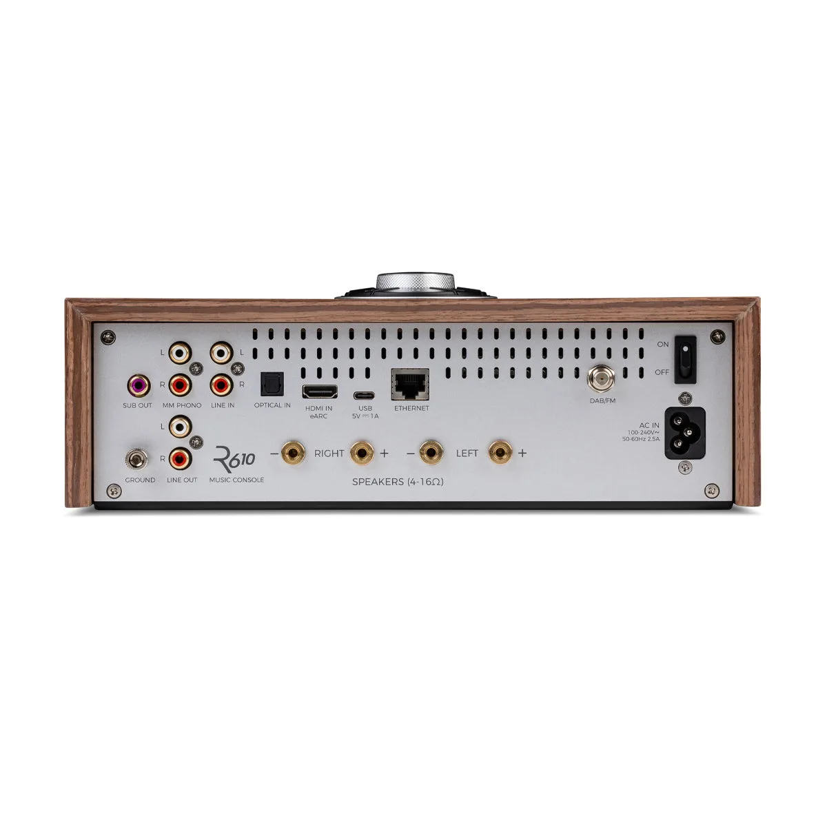 קונסולת מוזיקה ומגבר סטרימינג Ruark R610, פאנל אחורי