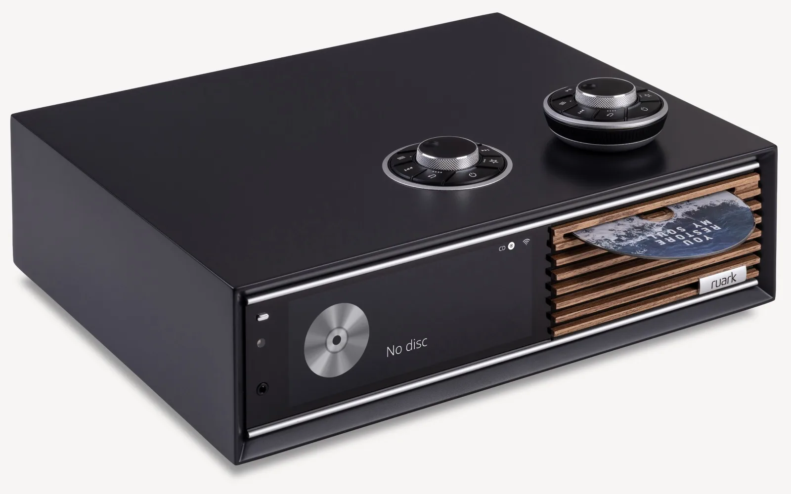 קונסולת Hi-Fi עם CD ומגבר סטרימינג Ruark R710, מבט בזווית