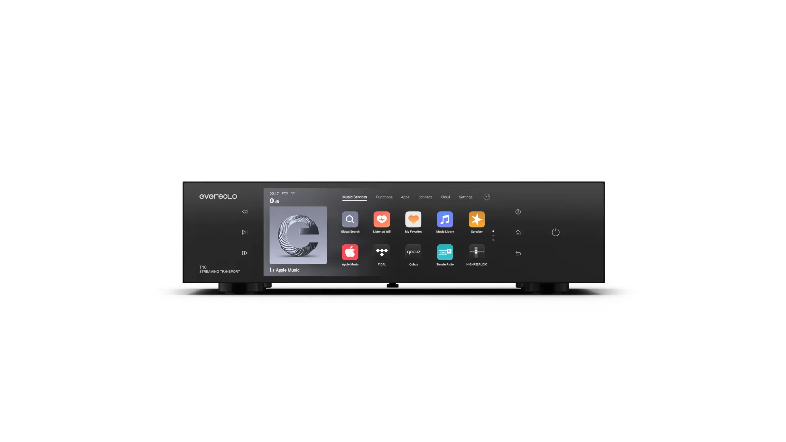 טרנספורט סטרימינג Eversolo T10, מבט מלפנים