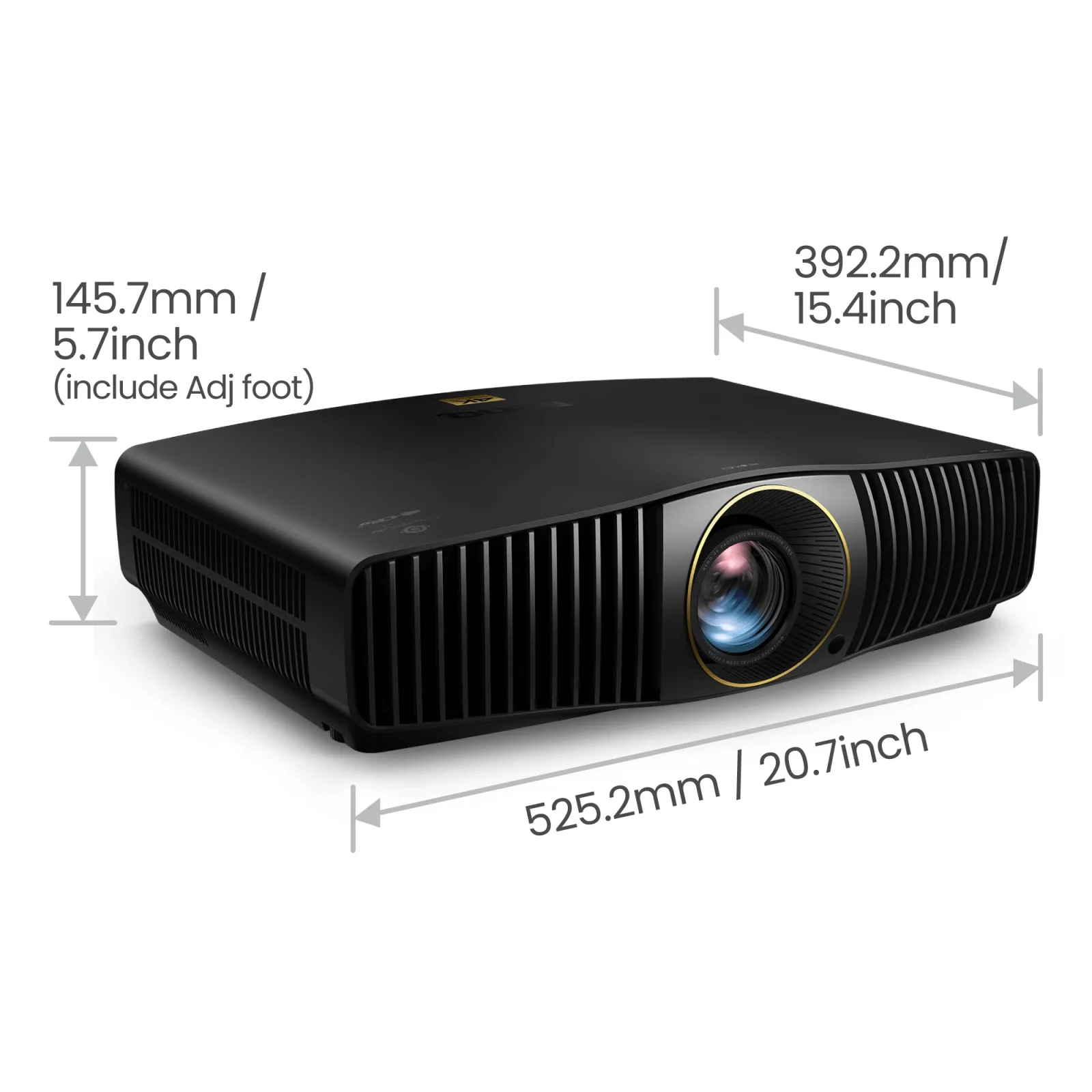 מקרן לייזר 4K לקולנוע ביתי BenQ W5850, מבט מלמעלה