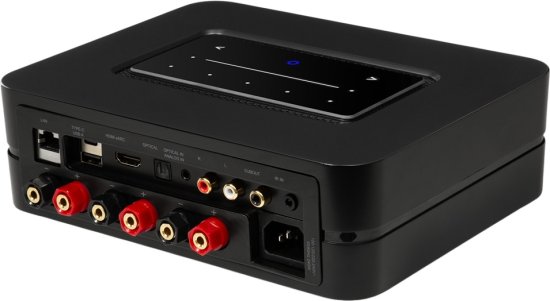 מגבר סטרימינג עם HDMI eARC Bluesound POWERNODE, מבט מאחור עם החיבורים