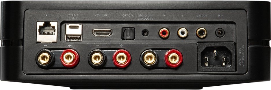 מגבר סטרימינג עם HDMI eARC Bluesound POWERNODE, לוח החיבורים האחורי
